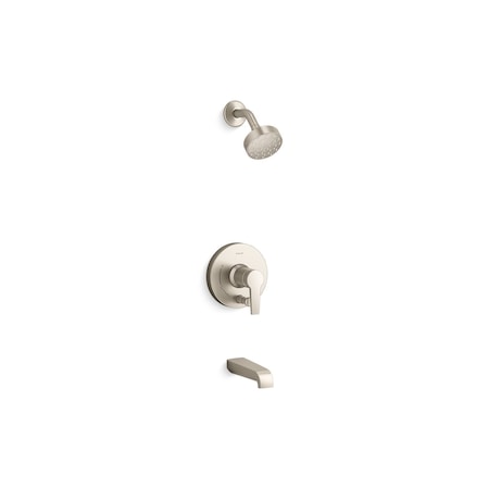 Kohler Pitch Rite-Temp Bath And Shower Trim Kit With Push-Button Diverter And Lever Handle T49980-4Y-BN